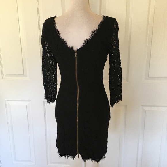 Diane Von Furstenberg Zarita lace dress in black Sz 4 - Picture 5 of 8